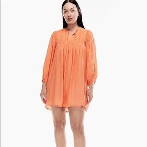 Aritzia Wilfred Carriage Dress Coral Ruffle Lace Feminine Flowy Size Medium